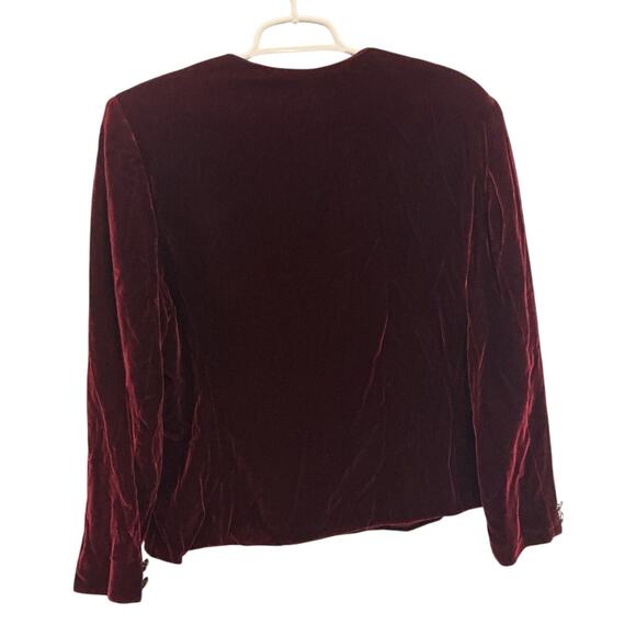 Vtg Talbots Womens Velvet Blazer Size 12 Vampire Whimsigoth Cola Red Jacket NEW - Picture 5 of 8